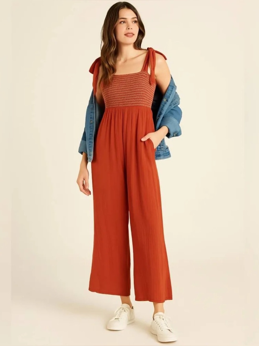 Faherty Eloise Picante Cotton Gauze Jumpsuit XS